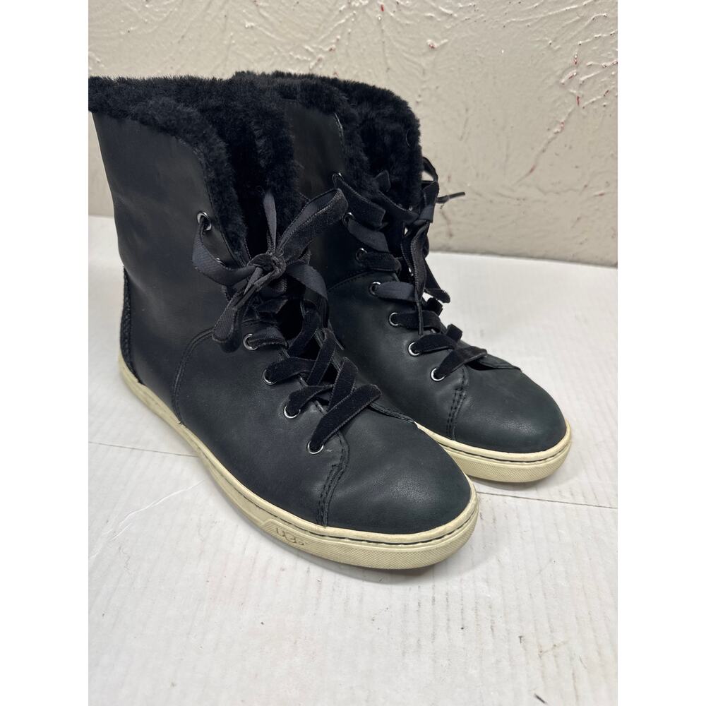 UGG Croft Exotic Snakeskin Velvet‎ Black Lace Up 1014493 High Tops Womens Size 7